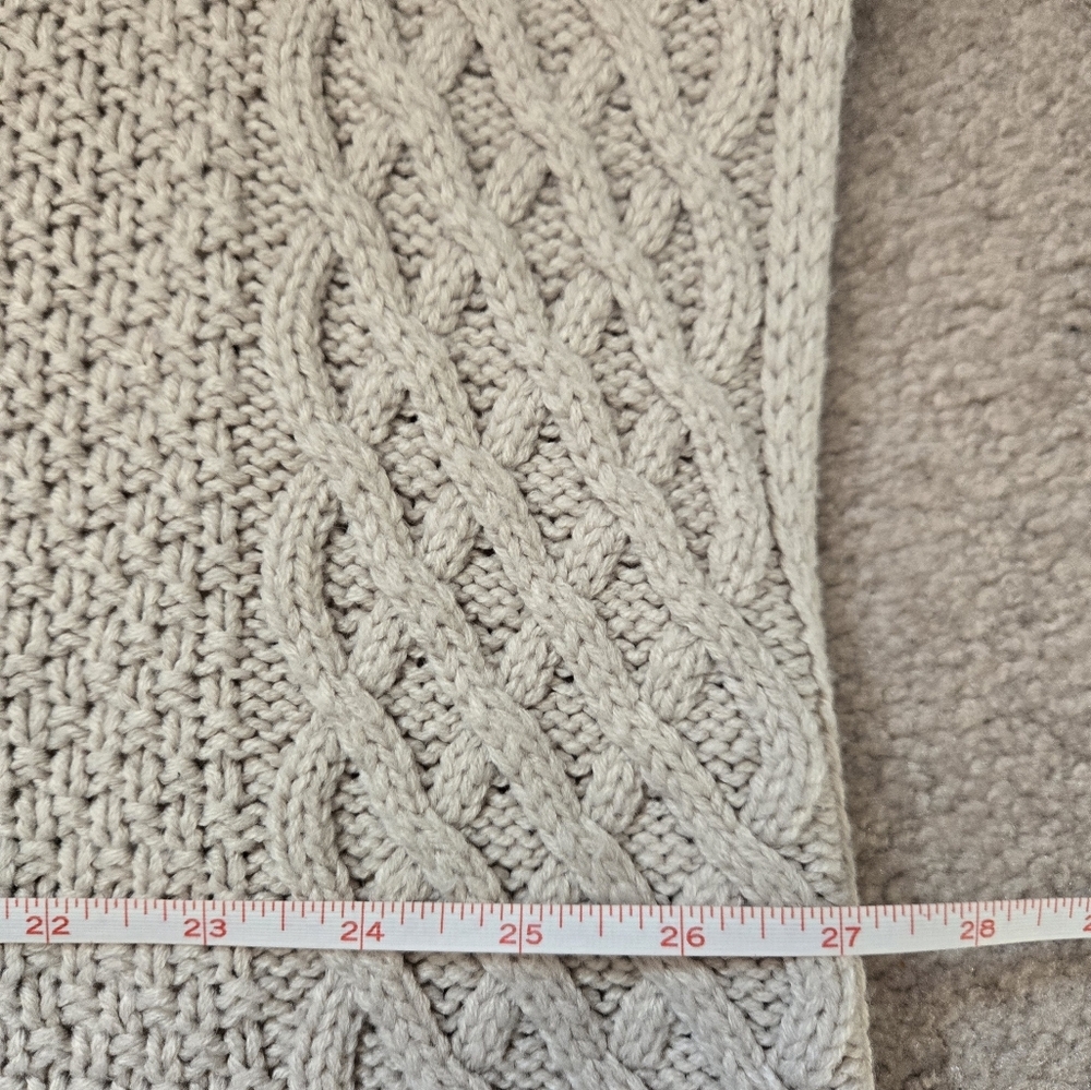 CLICHÉ COUTURE Shawl Neck Cream Cable Knit Sleeveless Wool Sweater Size Large - Picture 9 of 12